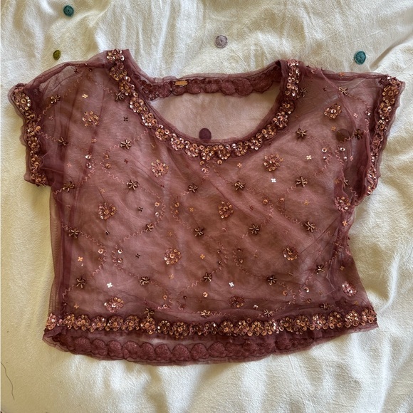 Free people mesh cropped top with sequins - Picture 1 of 2
